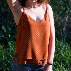 COPY - Burnt Orange Polka Dot Tank - Forever 21